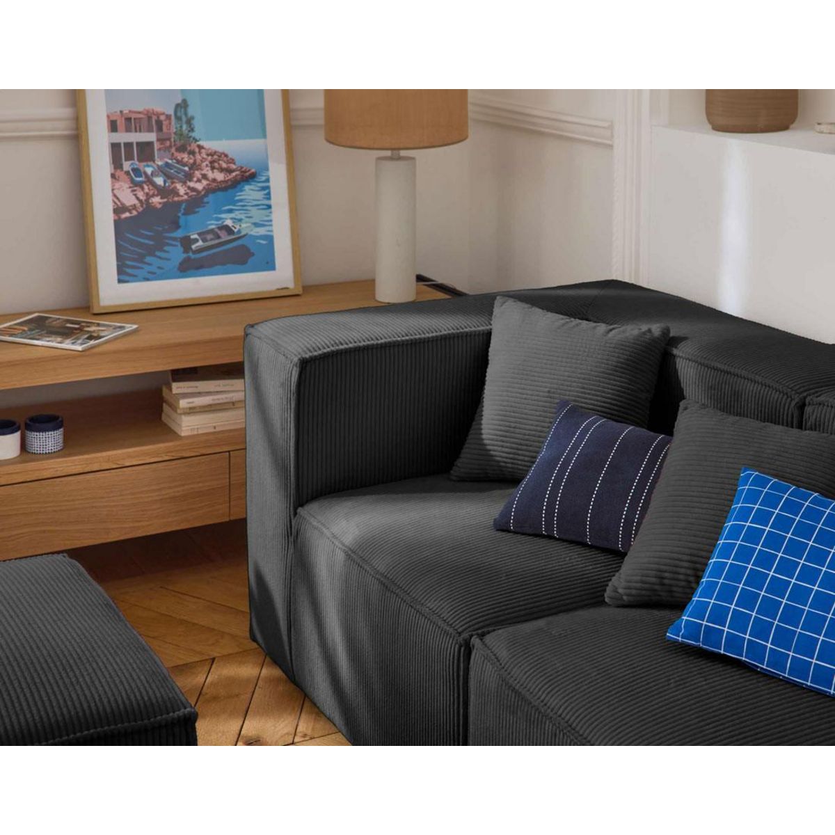 LISA DESIGN Arty - canapé modulable 3 places - en velours côtelé