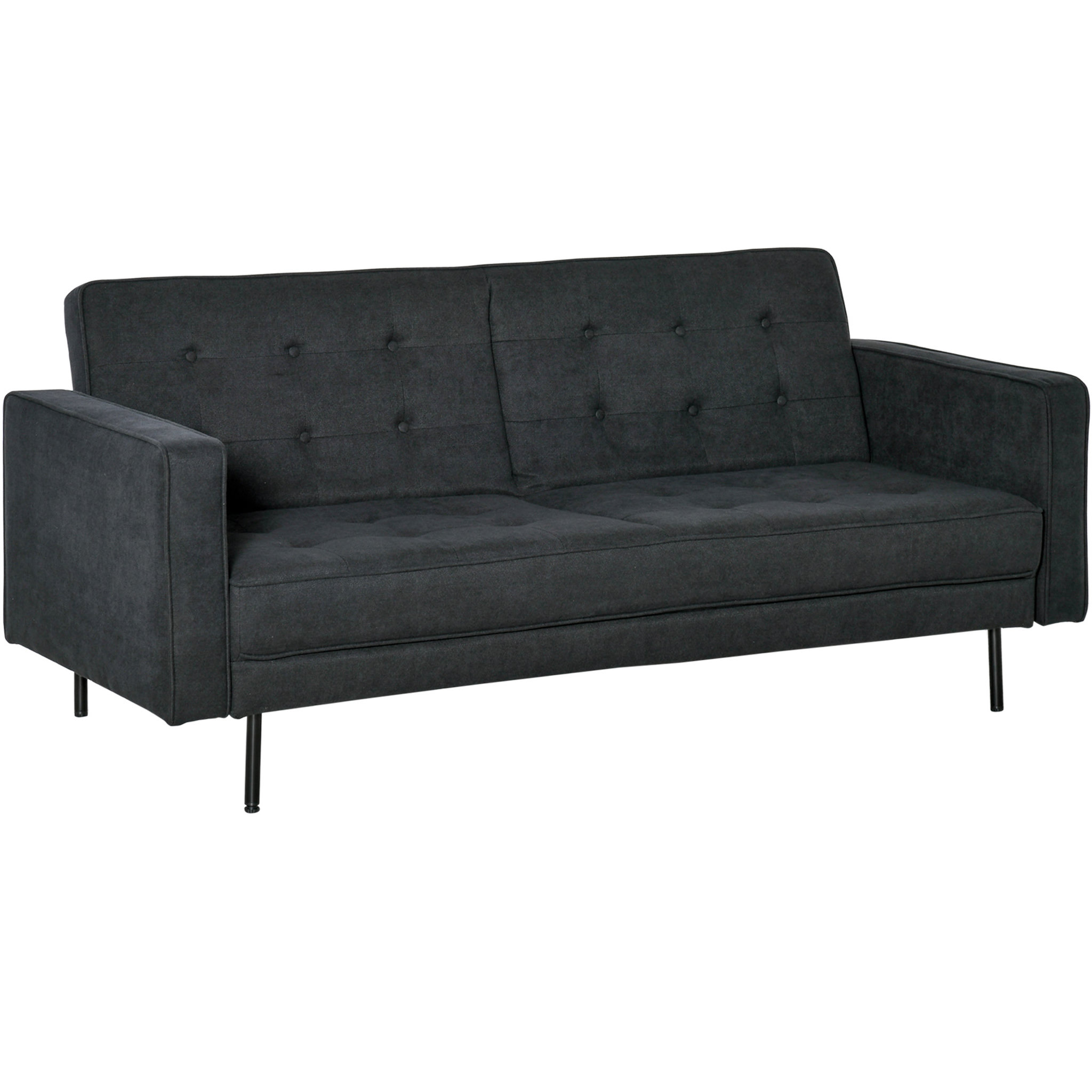 Voir la diapositive 1 : HOMCOM Canapé convertible 2 places style Chesterfield capitonné dossier inclinable 3 positions tissu gris foncé