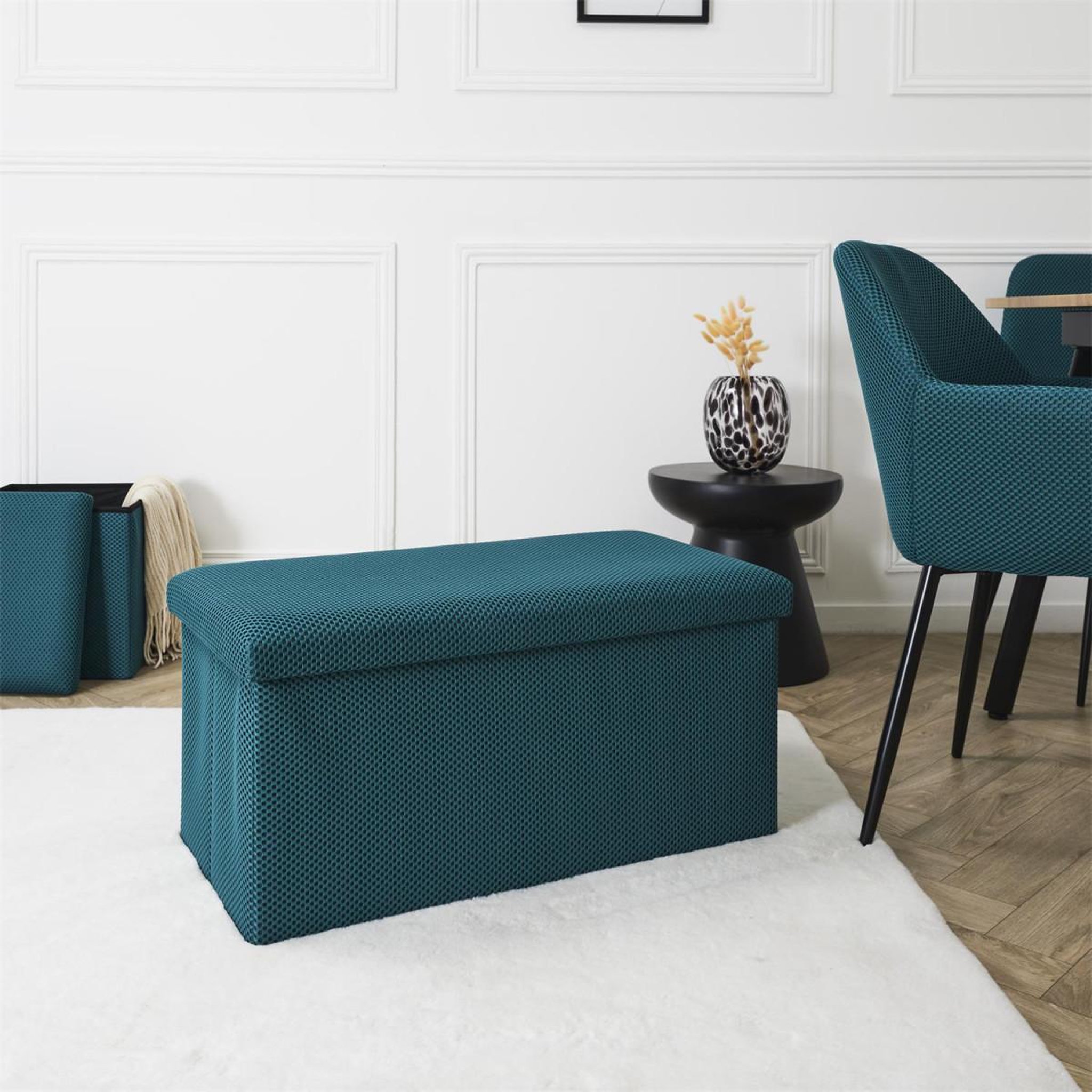 Voir la diapositive 5 : The Home Deco Factory Banquette coffre pliable  atome  76cm bleu