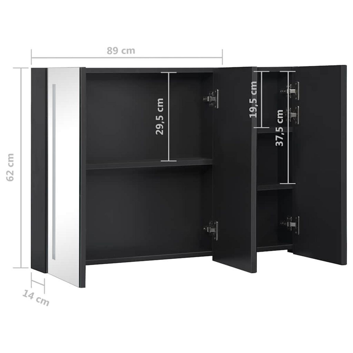 VIDAXL Armoire de salle de bain a miroir LED 89x14x62 cm