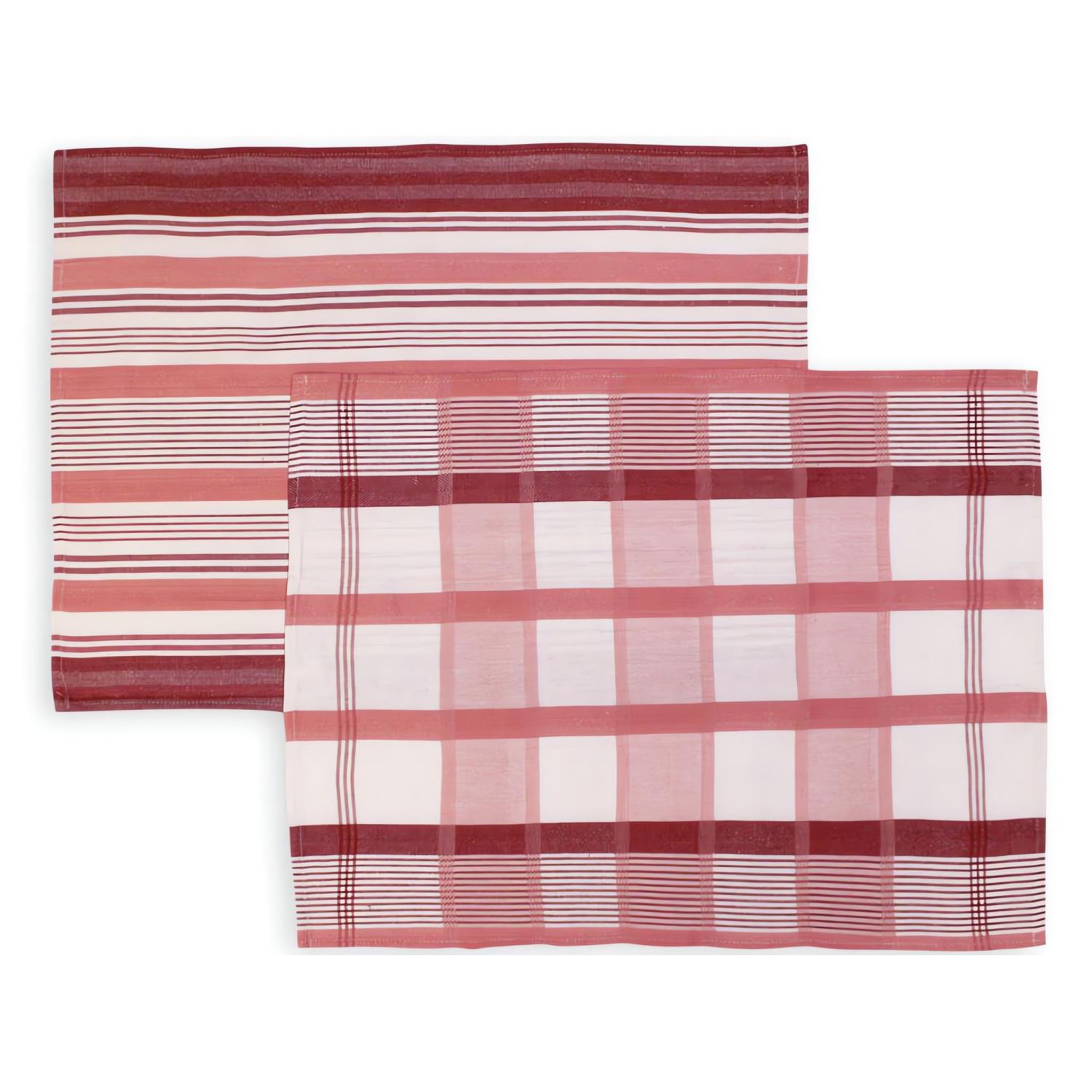 SOLEIL D'OCRE Lot de 2 torchons en coton PAELLA rose, jacquard 50x70 cm