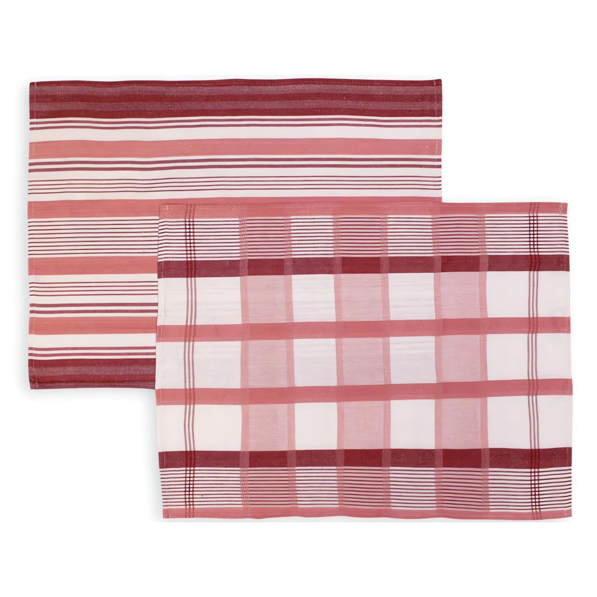 SOLEIL D'OCRE Lot de 2 torchons en coton PAELLA rose, jacquard 50x70 cm