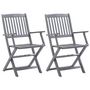 Voir la diapositive 3 : VIDAXL Chaises pliables d'exterieur lot de 2 et coussins Bois d'acacia