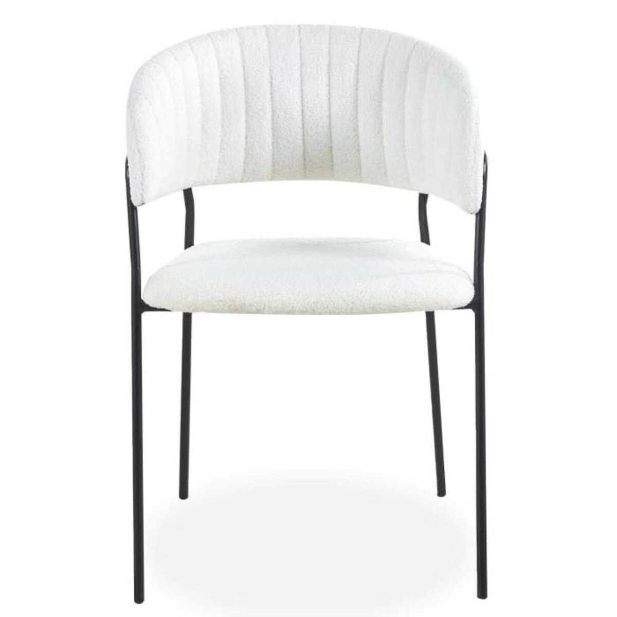 Paris Prix Lot de 4 Chaises en Bouclette  Batora  79cm Crème & Noir