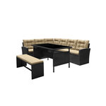 CONCEPT USINE Salon de jardin 8 places résine gris foncé et beige MOOREA