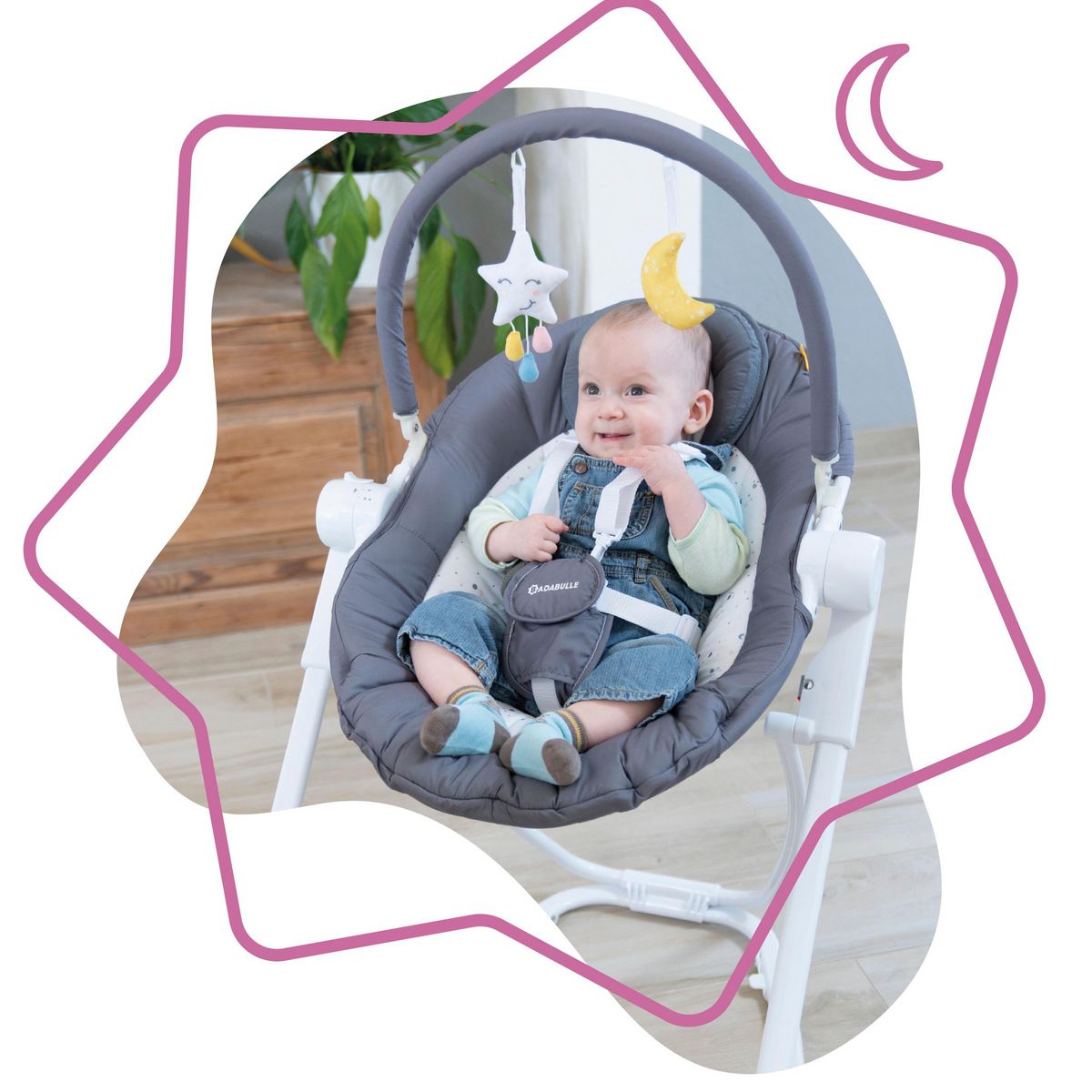 BADABULLE Transat bébé en hauteur Compact'up - Moonlight