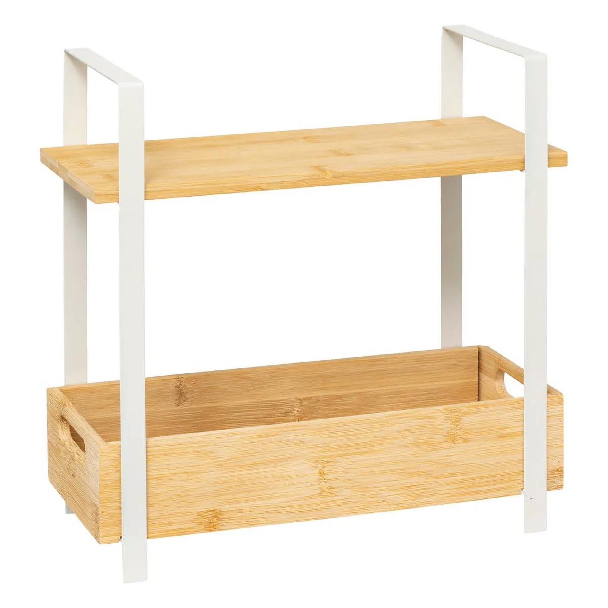 FIVE Étagère 2 niveaux en bambou  ordera  30cm naturel & blanc
