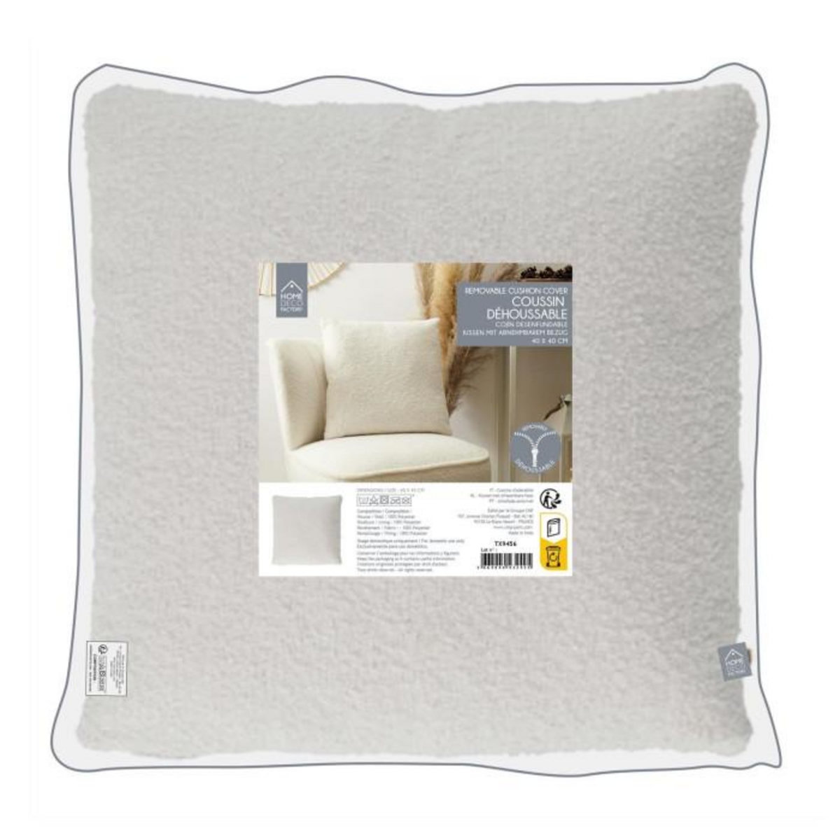 Paris Prix Coussin Déco  Bouclée  40x40cm Crème