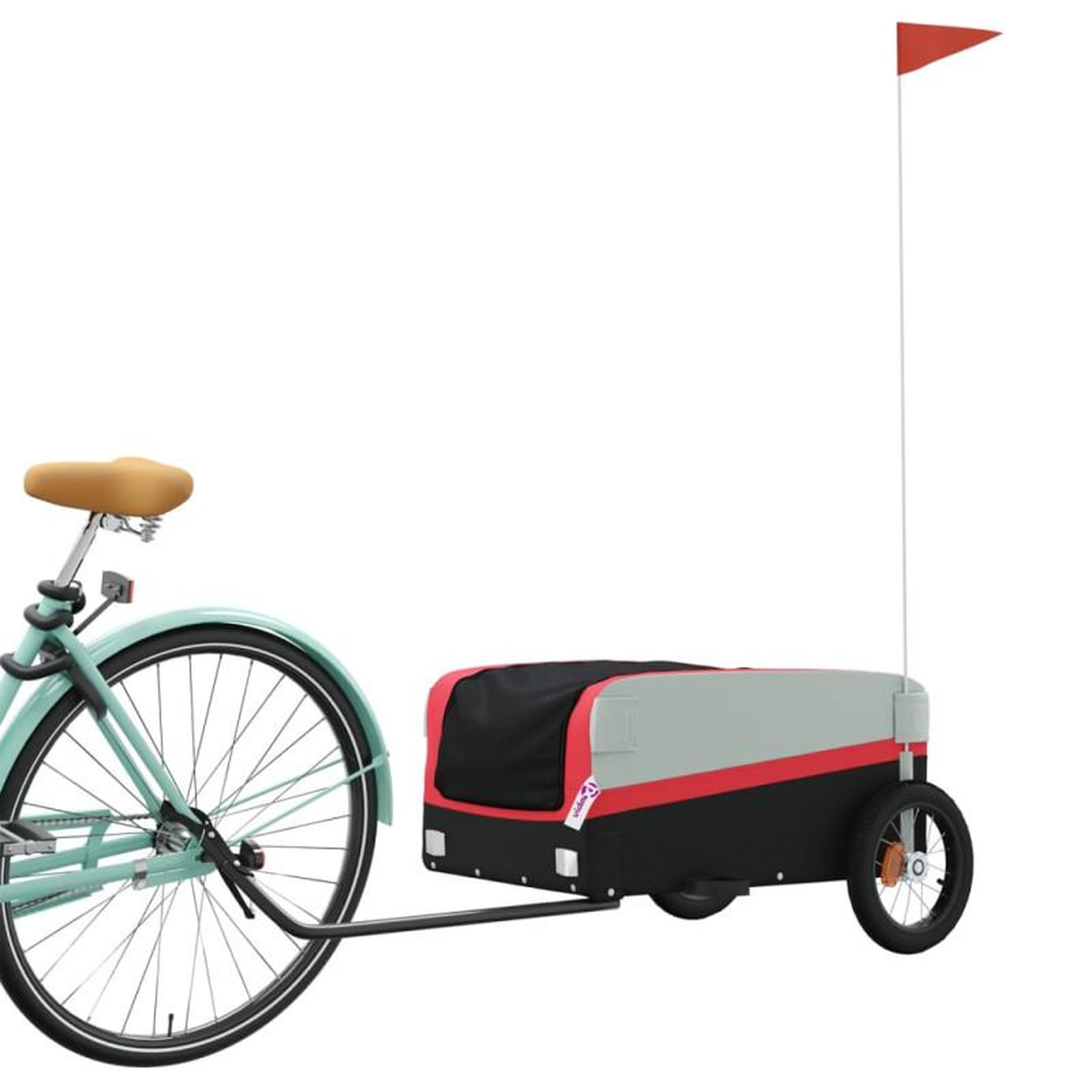 Voir la diapositive 3 : VIDAXL Remorque de vélo noir et rouge 30 kg fer