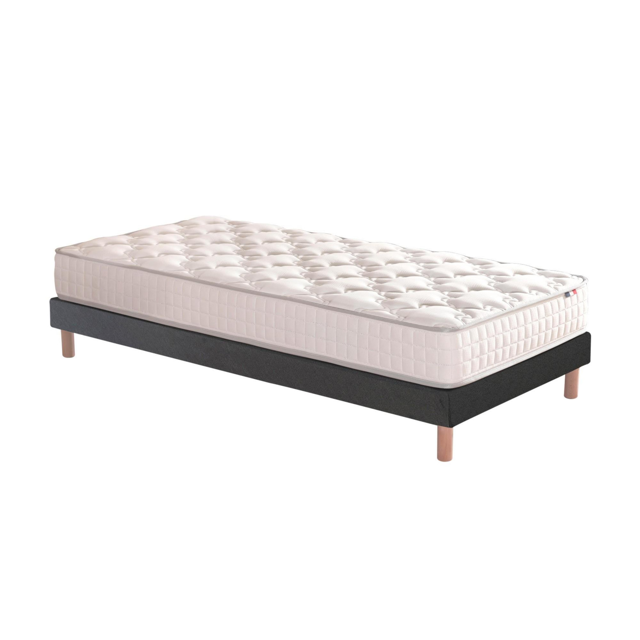 IDLITERIE Ensemble matelas ressorts ensachés SPECTRE + Sommier tapissier 90 x 200 cm Sommier Noir