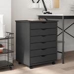 VIDAXL Armoire roulante avec tiroirs MOSS gris bois de pin solide