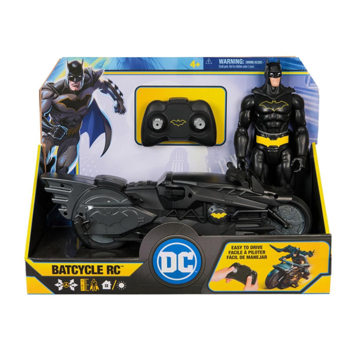 SpinMaster Pack Batcycle Radiocommande + Figurine Batman 30 CM