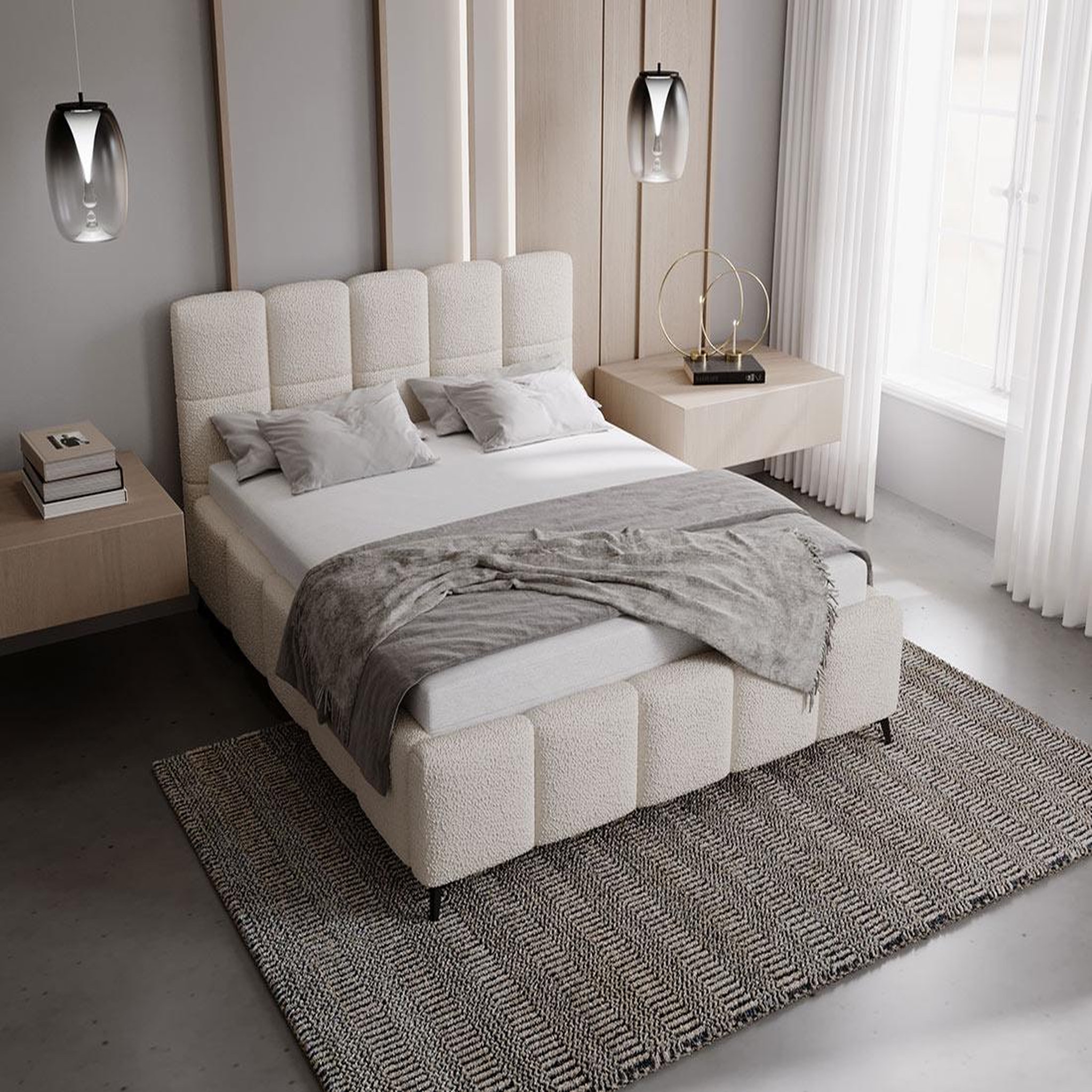 Voir la diapositive 5 : BEST MOBILIER Paulito - lit coffre - 160x200 cm - sommier inclus - en tissu bouclette
