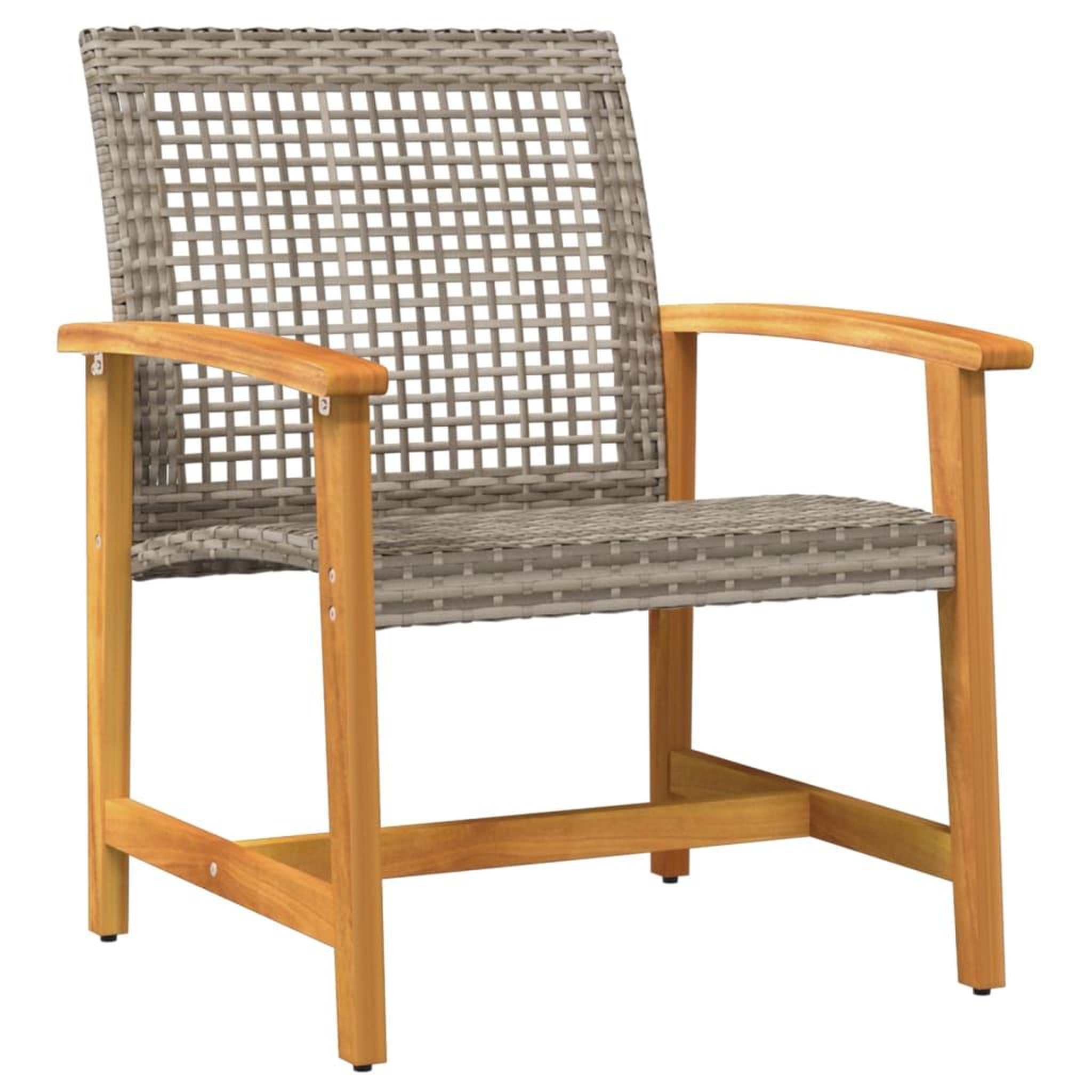 Voir la diapositive 3 : VIDAXL Chaises de jardin lot de 2 gris resine tressee et bois d'acacia