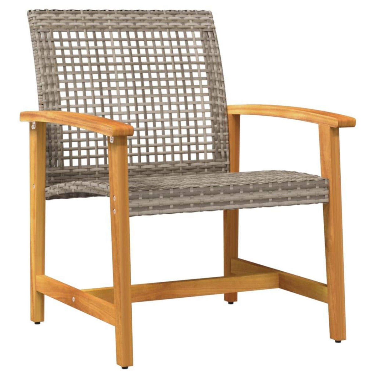VIDAXL Chaises de jardin lot de 2 gris resine tressee et bois d'acacia