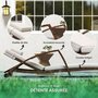 Voir la diapositive 6 : OUTSUNNY Bain de soleil transat style colonial résine tressée - inclinable, 2 roulettes, accoudoirs - matelas tétière beige
