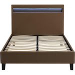 Habitat et Jardin Lit LED  Maria  - 140 x 190 cm - Taupe