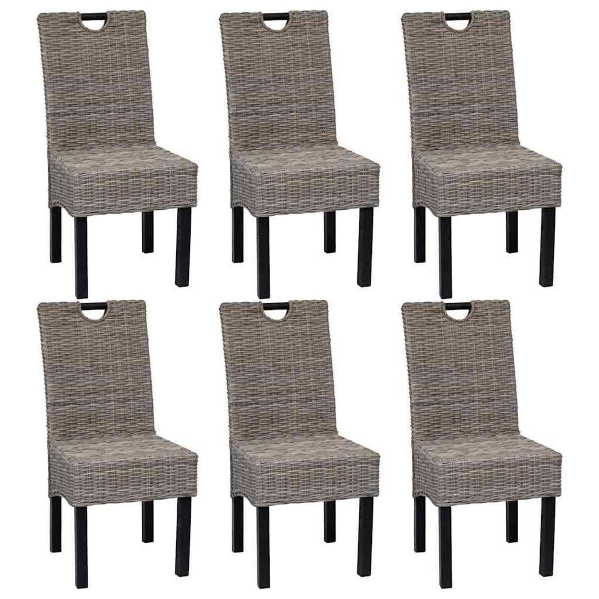 VIDAXL Chaises a manger lot de 6 rotin Kubu bois de manguier