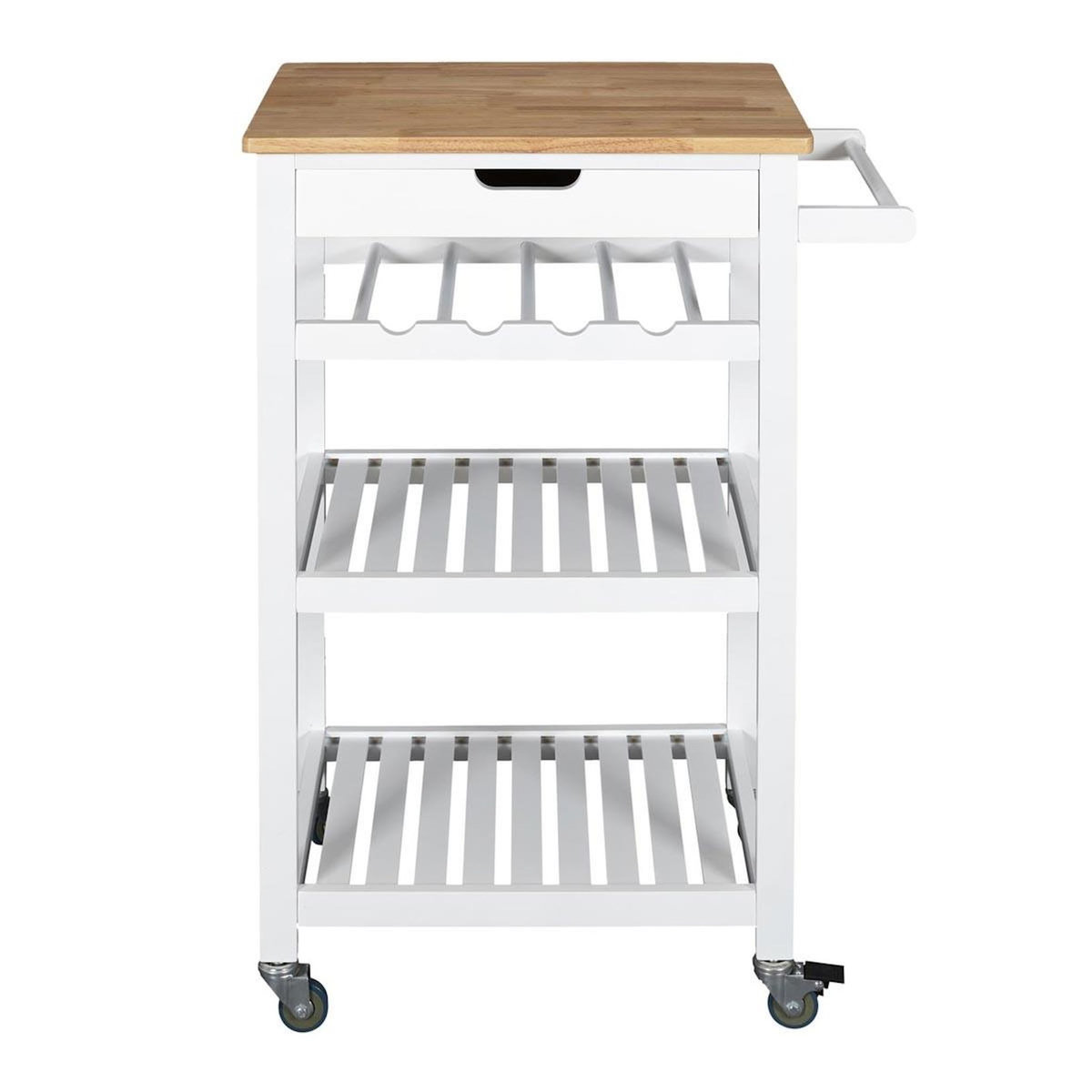 Paris Prix Desserte de Cuisine 3 Niveaux  Roulettes  84cm Blanc