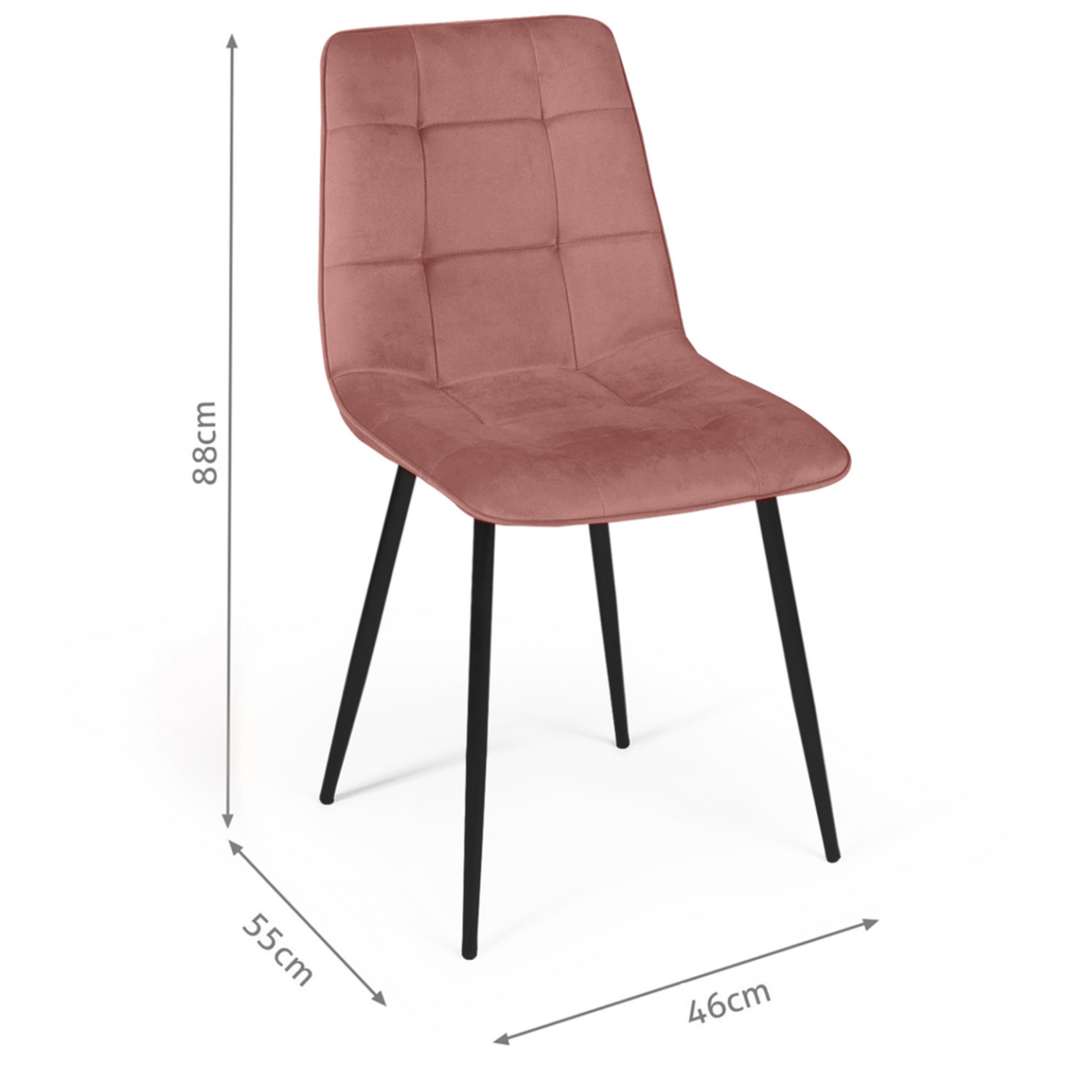 ID MARKET Lot de 6 chaises MILA en velours mix color pastel bleu x2, gris foncé x2, gris clair, rose