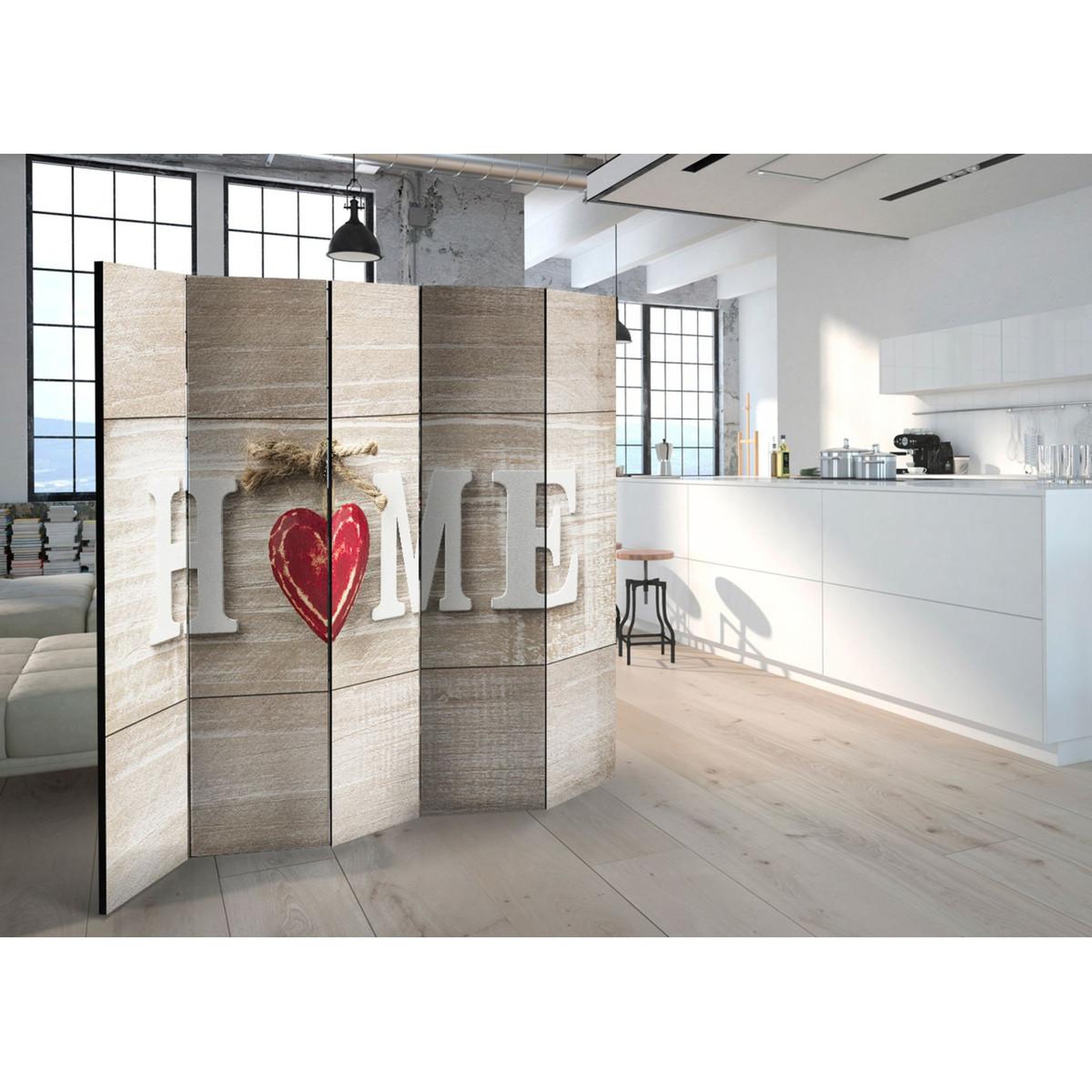 Voir la diapositive 2 : Paris Prix Paravent 5 volets  home & red heart  172x225cm