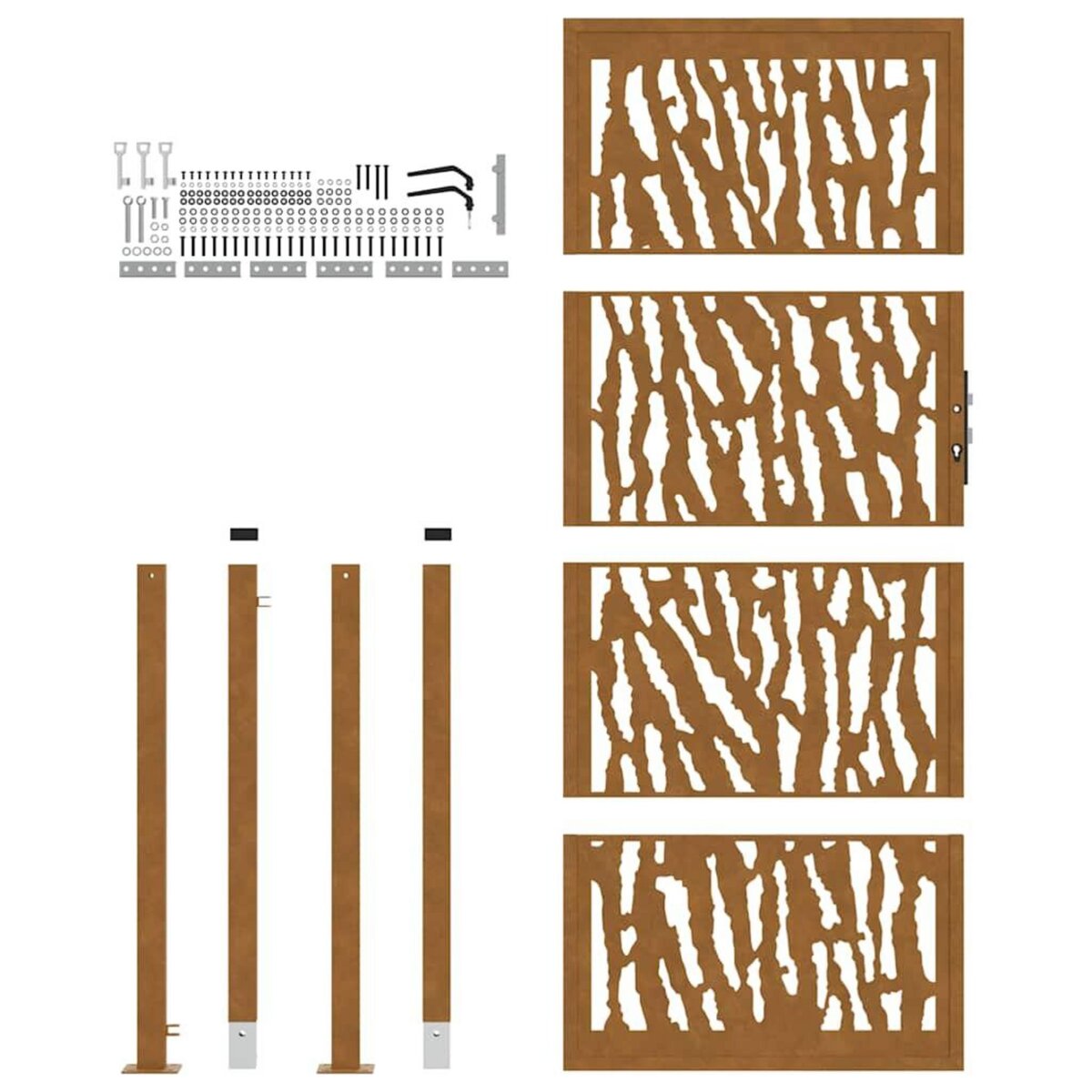 VIDAXL Porte de jardin acier resistant aux intemperies design traces