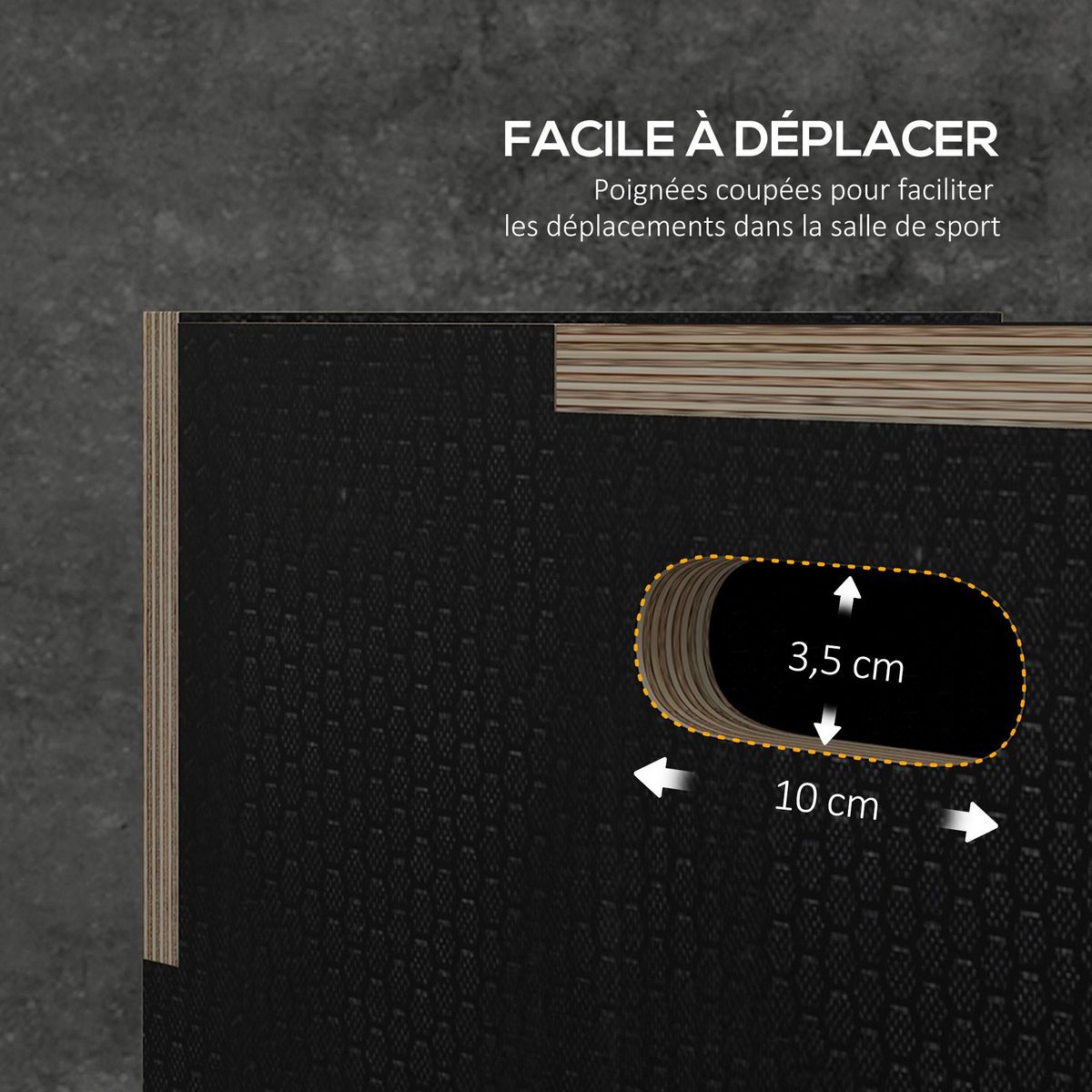 HOMCOM Box jump - box de pliométrie - boite de saut - 3 hauteurs 51/61/76H cm - charge max. 120 Kg - bois surface antidérapante noir