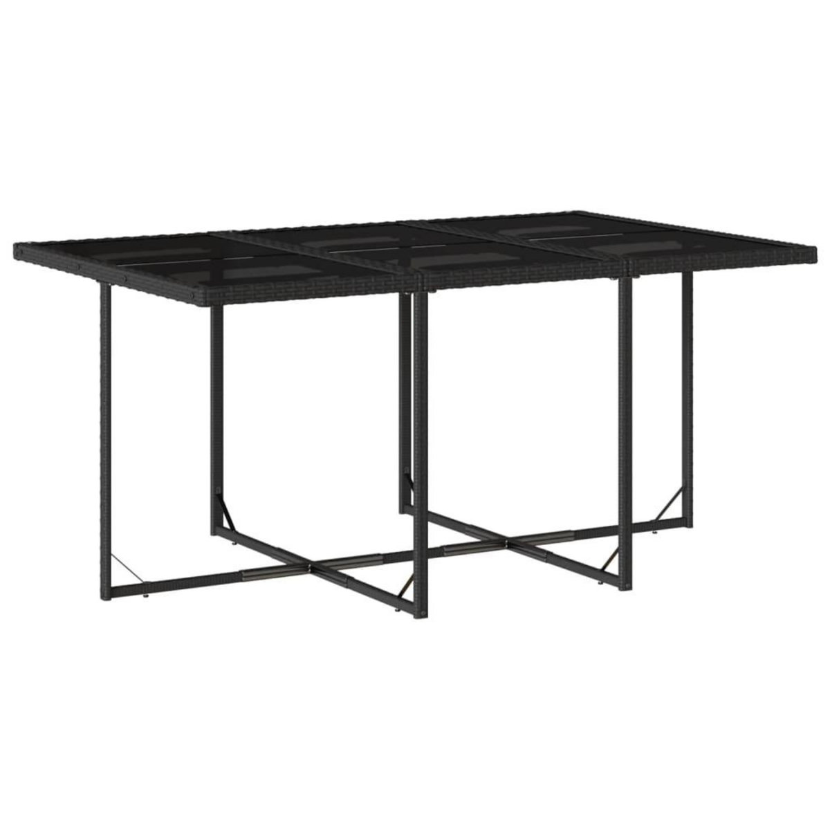 VIDAXL Ensemble a manger de jardin coussins 7pcs Noir Resine tressee
