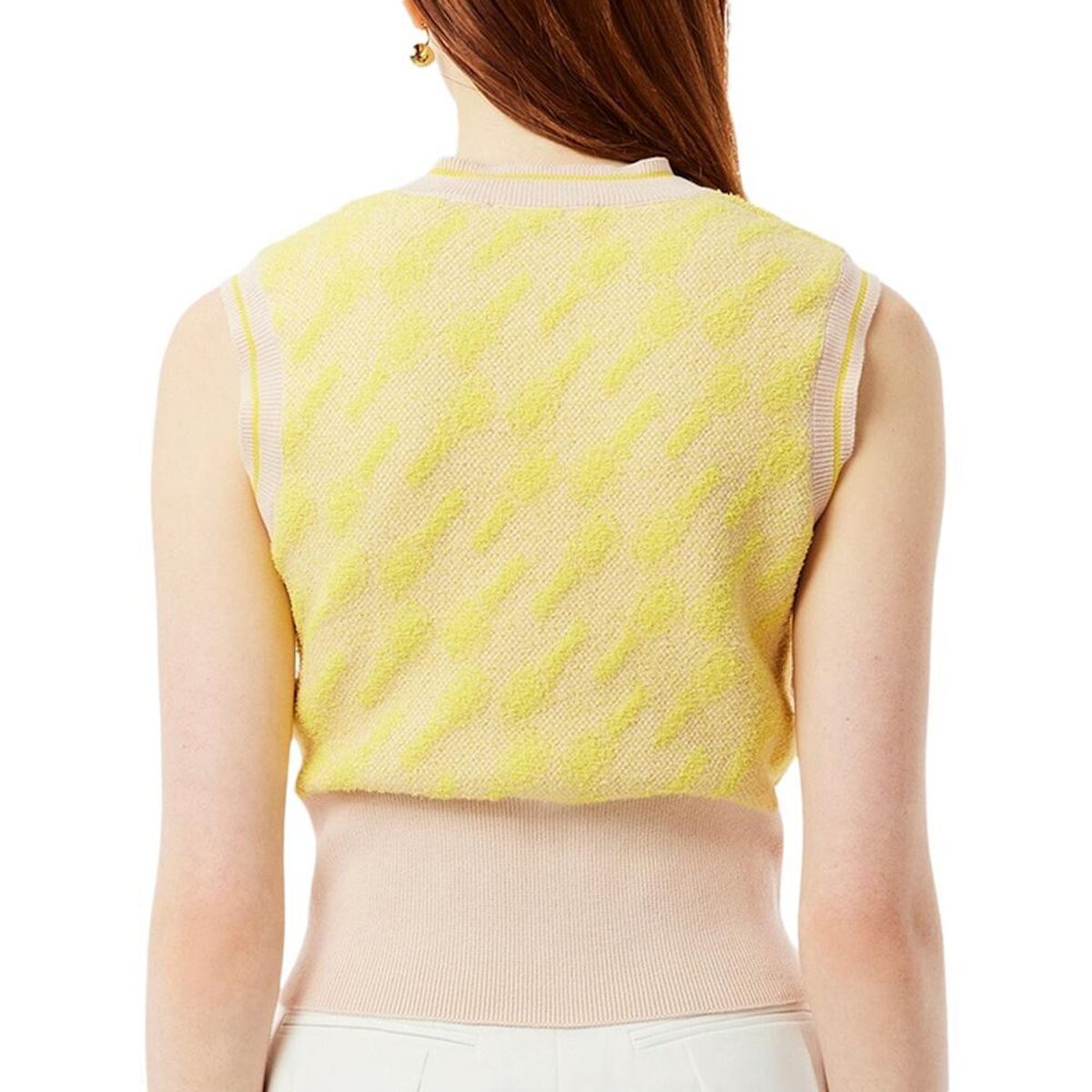 Lacoste Pull Sans Manche Beige/ Femme Lacoste Jacquard Graphic