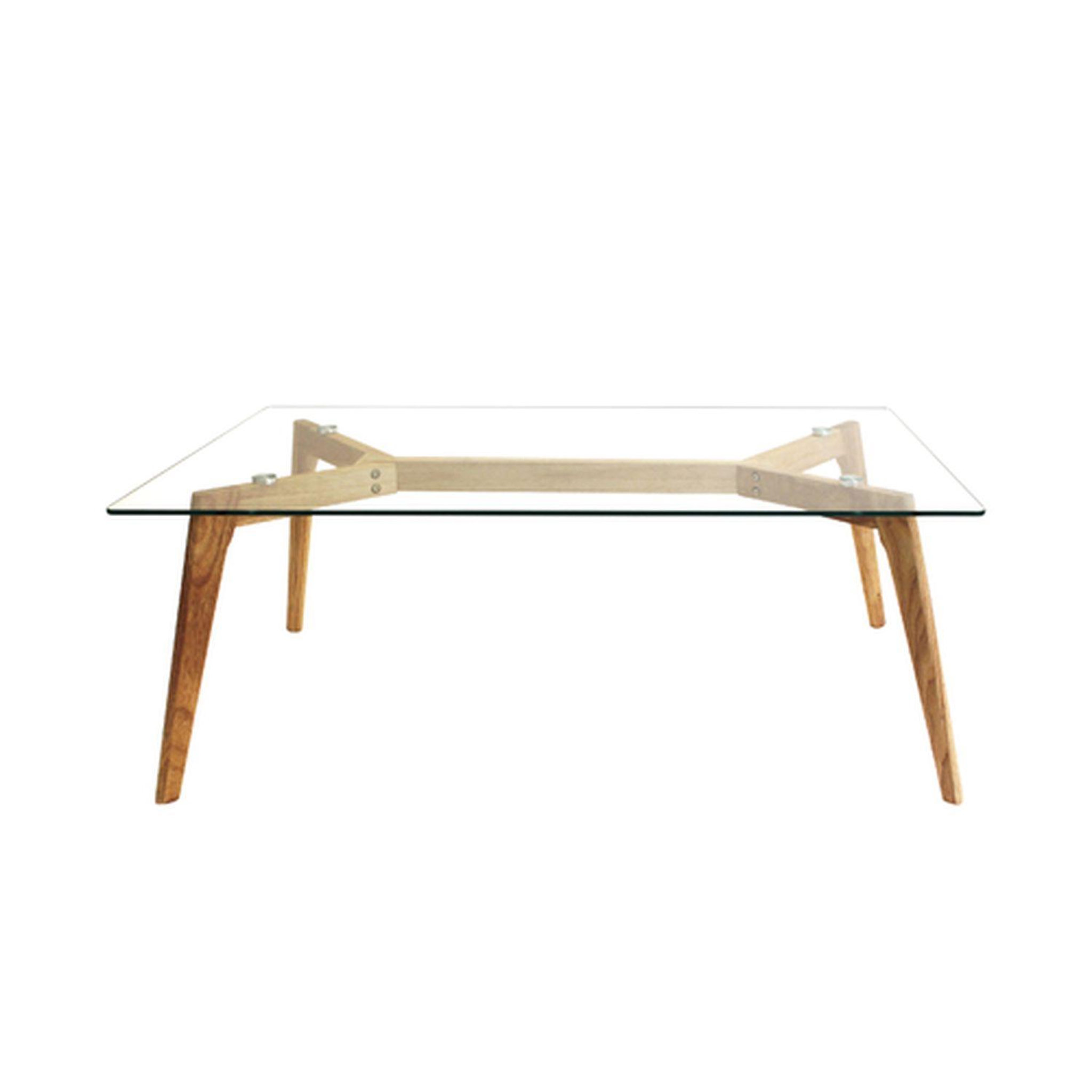 The Home Deco Factory Table basse rectangulaire design bois et verre alexia - l. 110 x h. 45 cm - beige