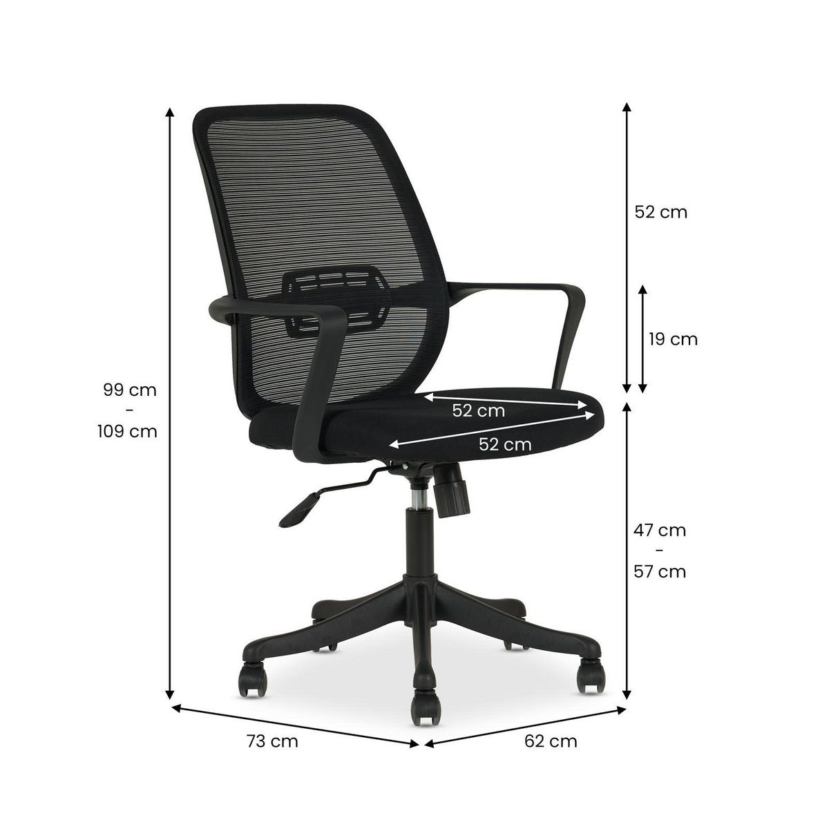 IDIMEX Chaise de bureau ergonomique MOLLIS réglable en tissu mesh