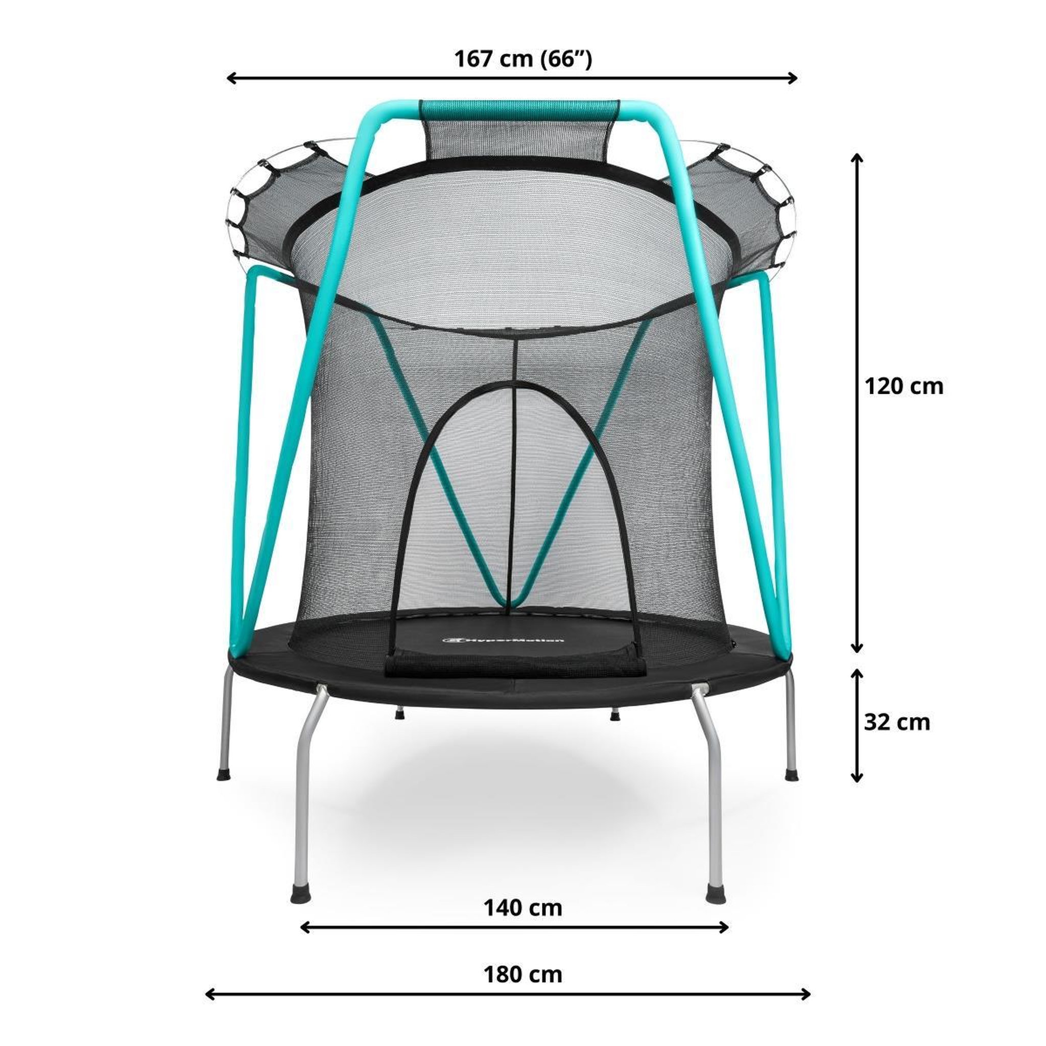 Voir la diapositive 4 : HYPERMOTION Trampoline Enfant HyperMotion Ø 167 cm avec Filet de Sécurité, Charge Max. 25 kg