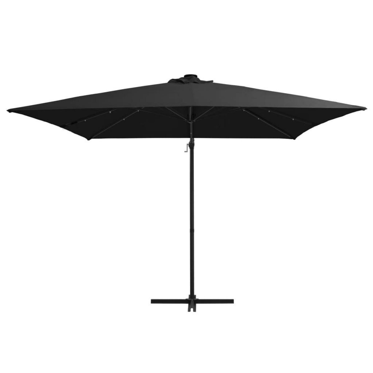 VIDAXL Parasol de jardin en porte-a-faux lumieres LED et mat en acier
