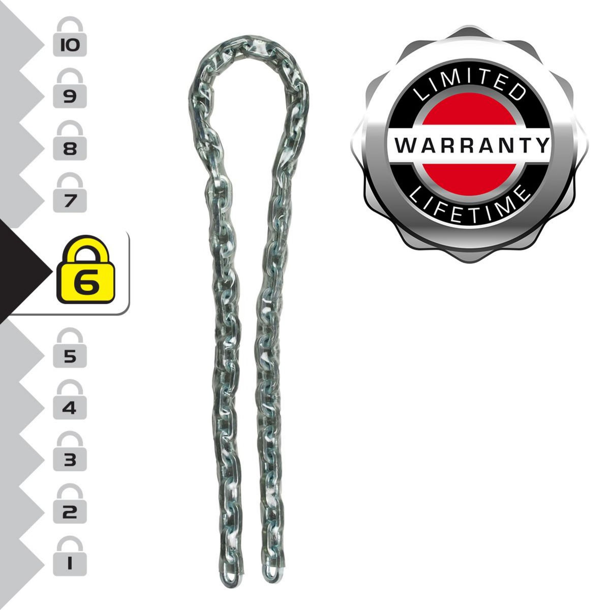 Master lock 8012EURD Chaîne en acier cémenté, 150 cm x 0,6 cm