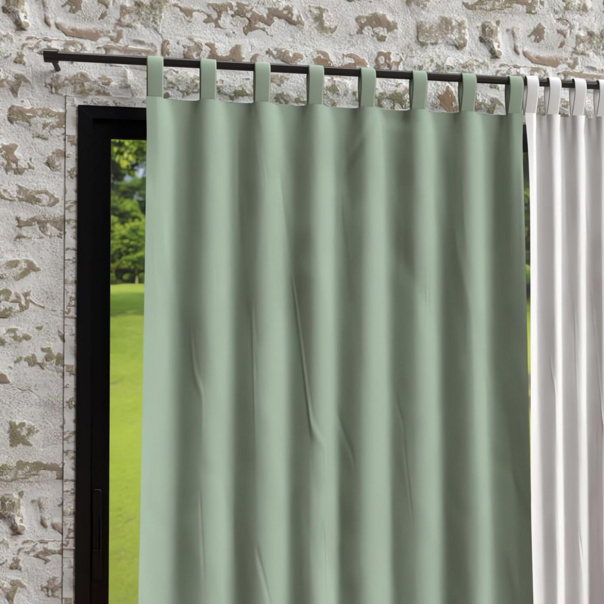 SOLEIL D'OCRE Rideau à pattes en microfibre lavée 135x250 cm BOHEME, par Soleil d'Ocre