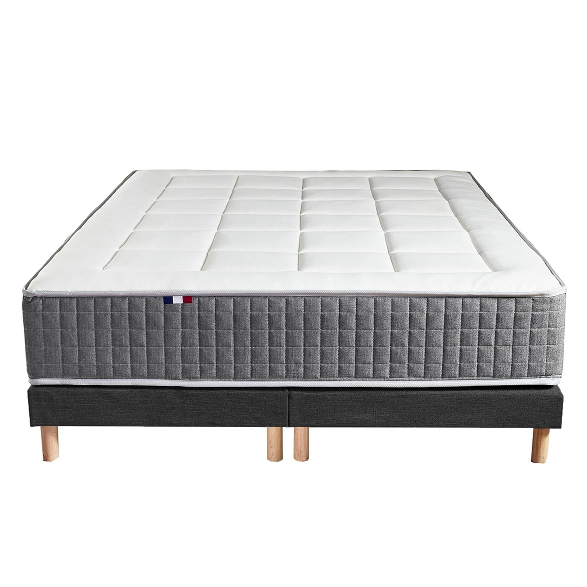 Voir la diapositive 6 : IDLITERIE Ensemble Matelas Ressort 7 zones H.28cm + Sommier Fabriqué en France MAX