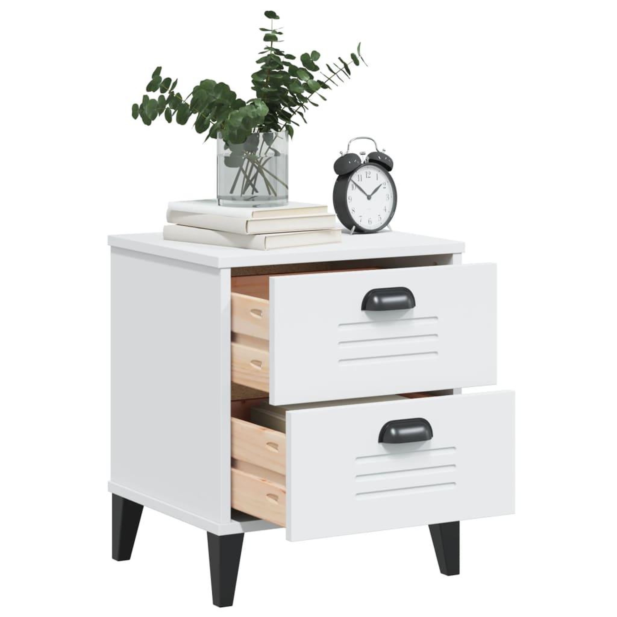 Voir la diapositive 4 : VIDAXL Table de chevet VIKEN blanc bois d'ingenierie