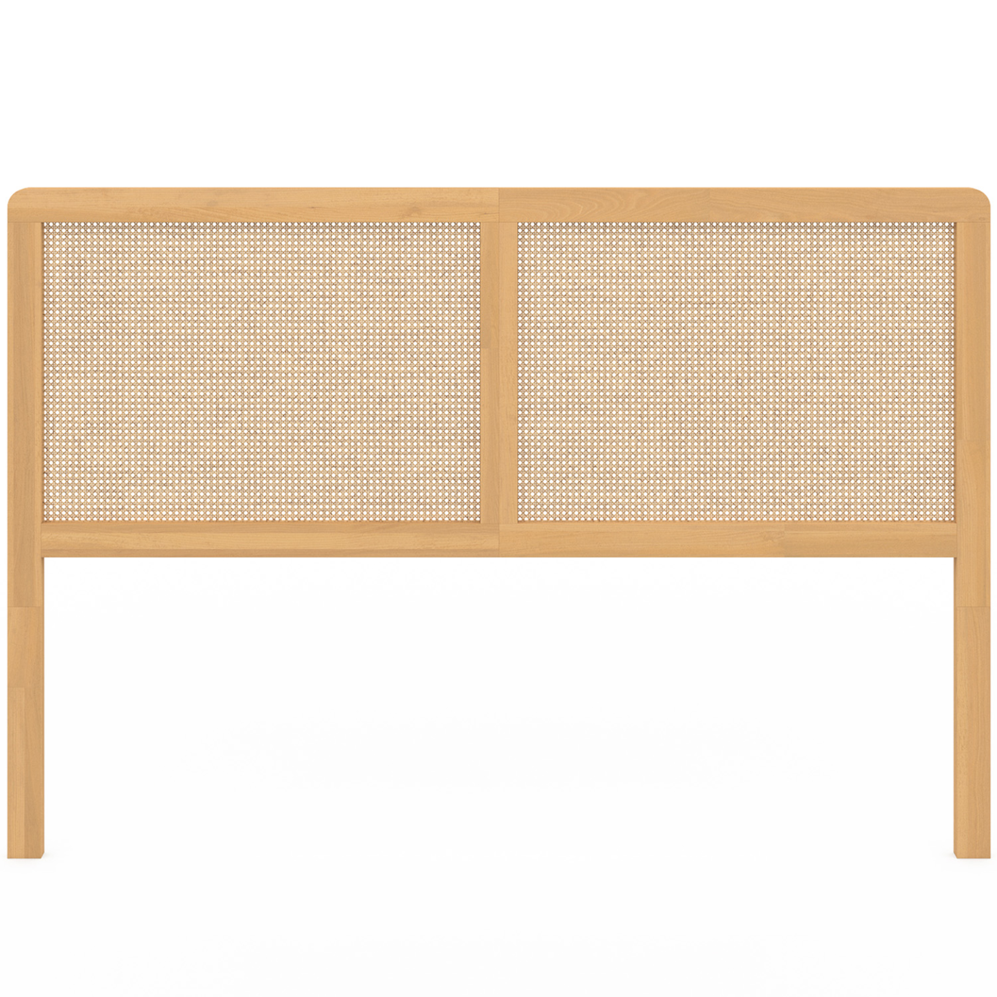 Voir la diapositive 3 : ID MARKET Tête de lit sur pied edhen 160 cm cannage et bois