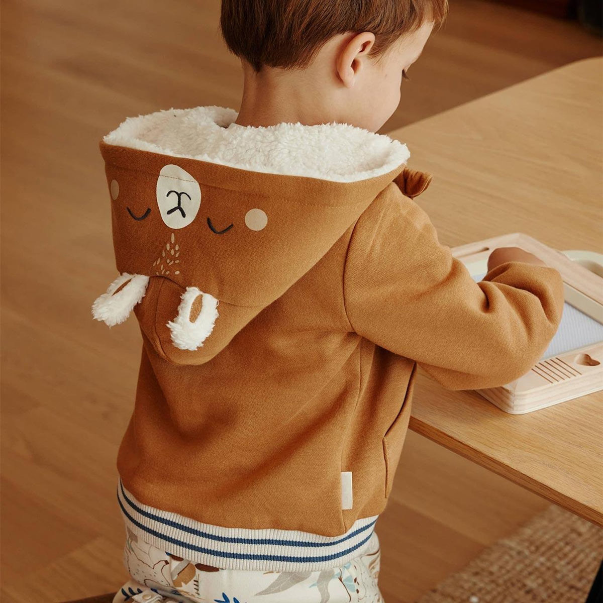 Petit Béguin Sweat à capuche zippé enfant en molleton Lamascotte