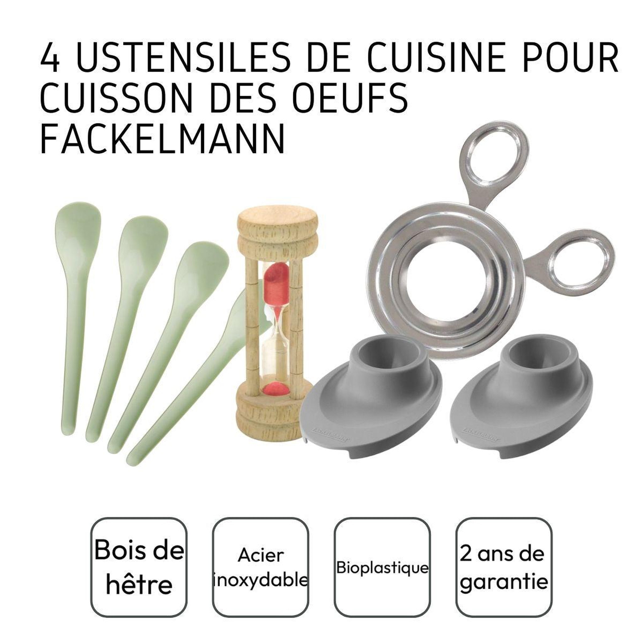 Voir la diapositive 4 : Fackelmann Ensemble de 4 ustensiles de cuisine pour la cuisson des œufs fackelmann