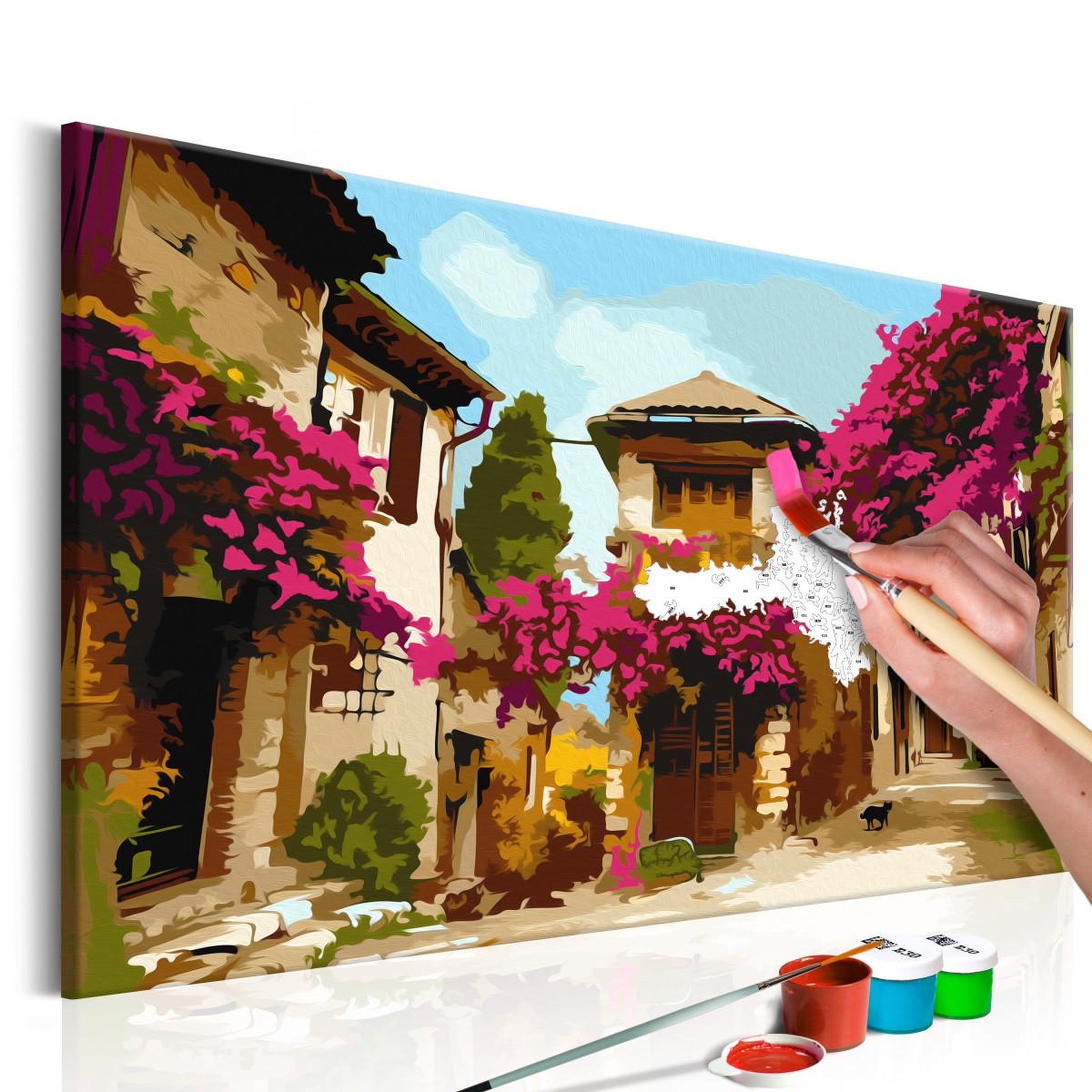 Voir la diapositive 1 : Paris Prix Tableau à peindre soi-même  village méditerranéen  40x60cm