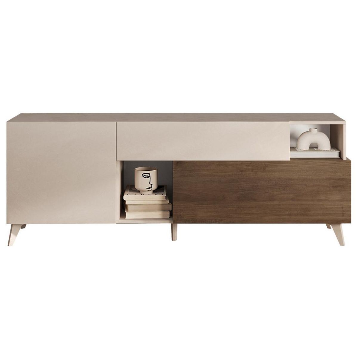 BEST MOBILIER Estelle - meuble tv - 2 portes et 1 tiroir - 181 cm