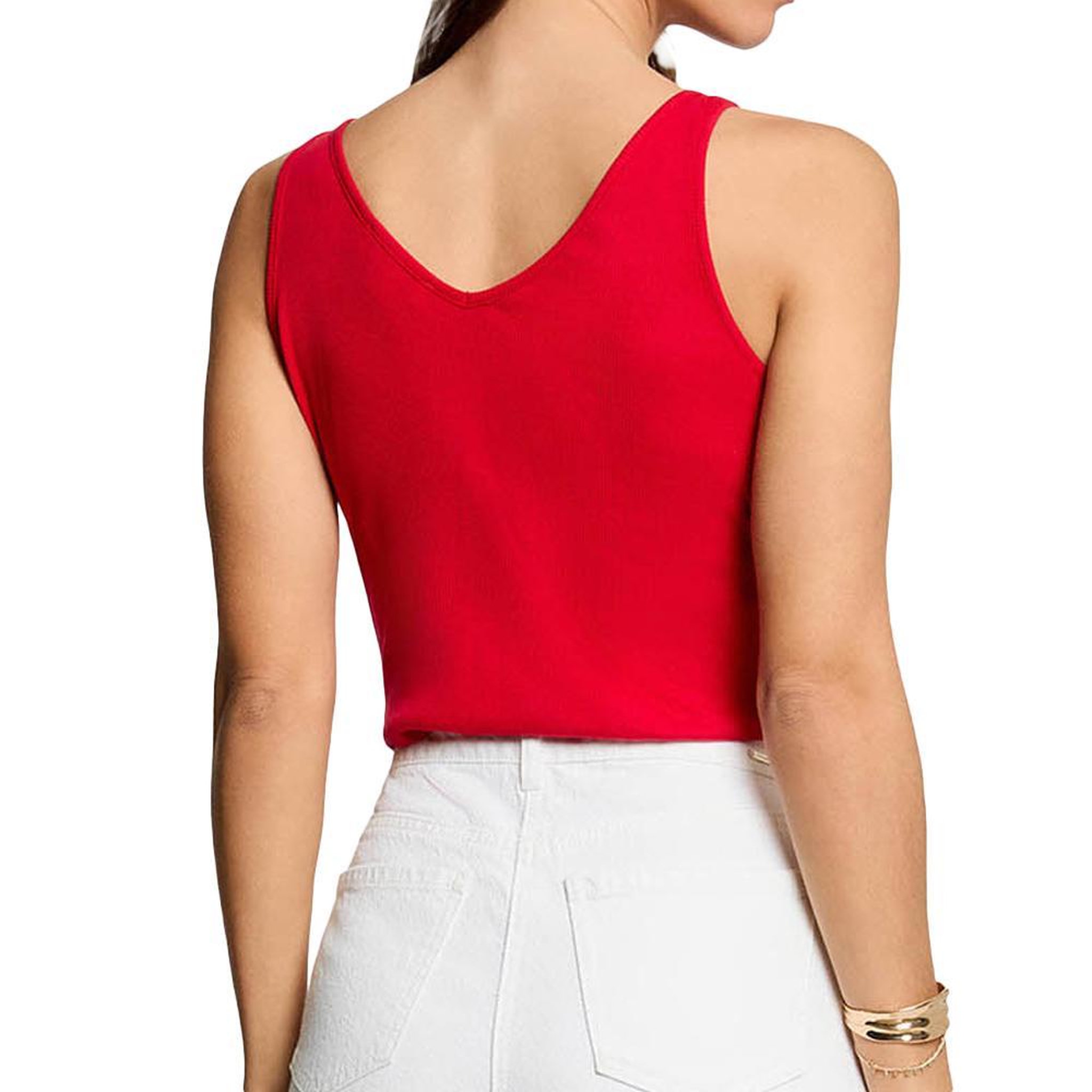 Voir la diapositive 5 : MORGAN Débardeur cintré col v rouge femme morgan bijoux