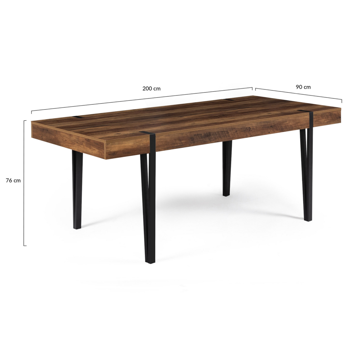 ID MARKET Table à manger rectangle AUSTRIA 10 personnes bois pied épingle 200 cm