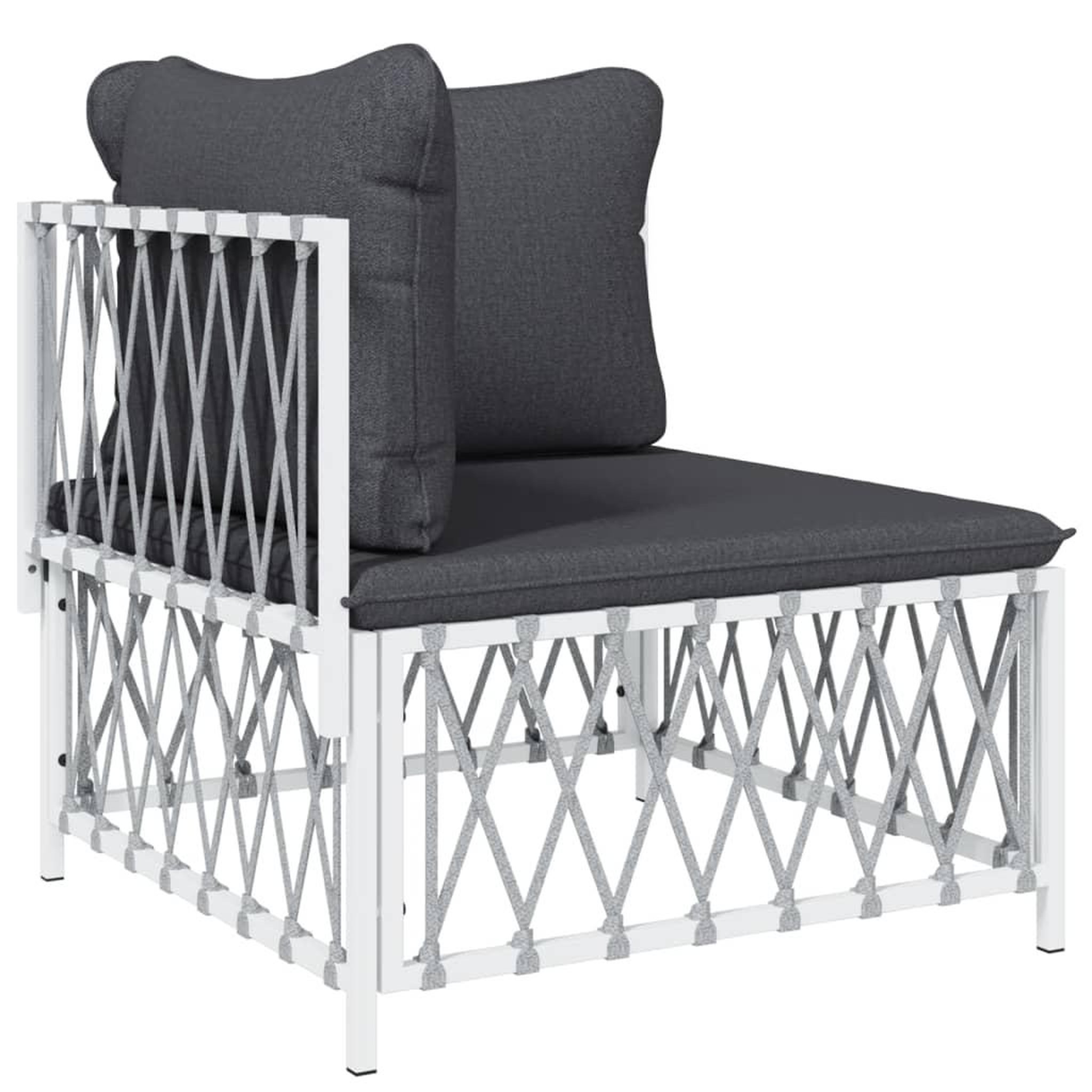 Voir la diapositive 2 : VIDAXL Canape d'angle de jardin avec coussins blanc tissu tisse