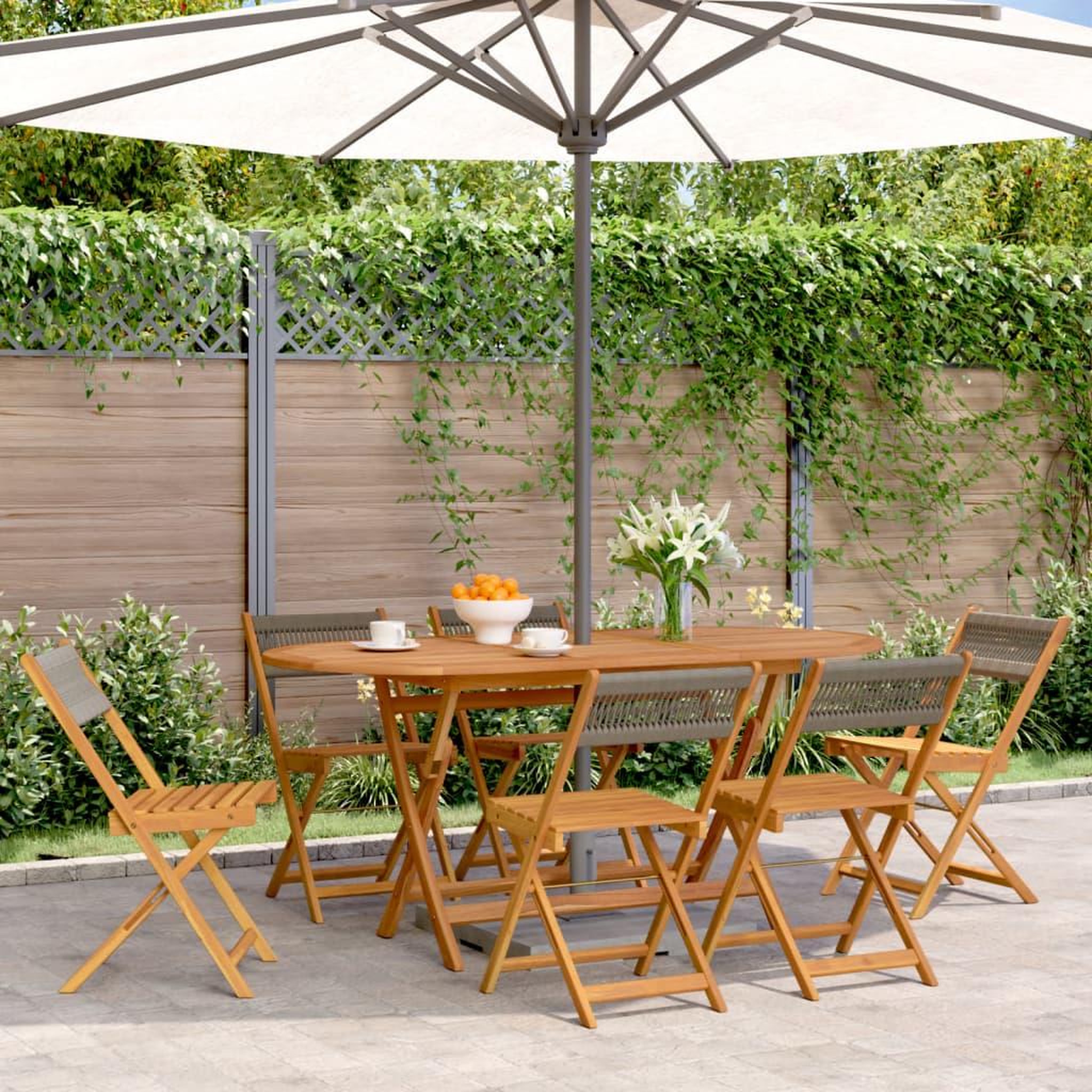 VIDAXL Chaises de jardin pliables lot de 6 gris bois d'acacia massif