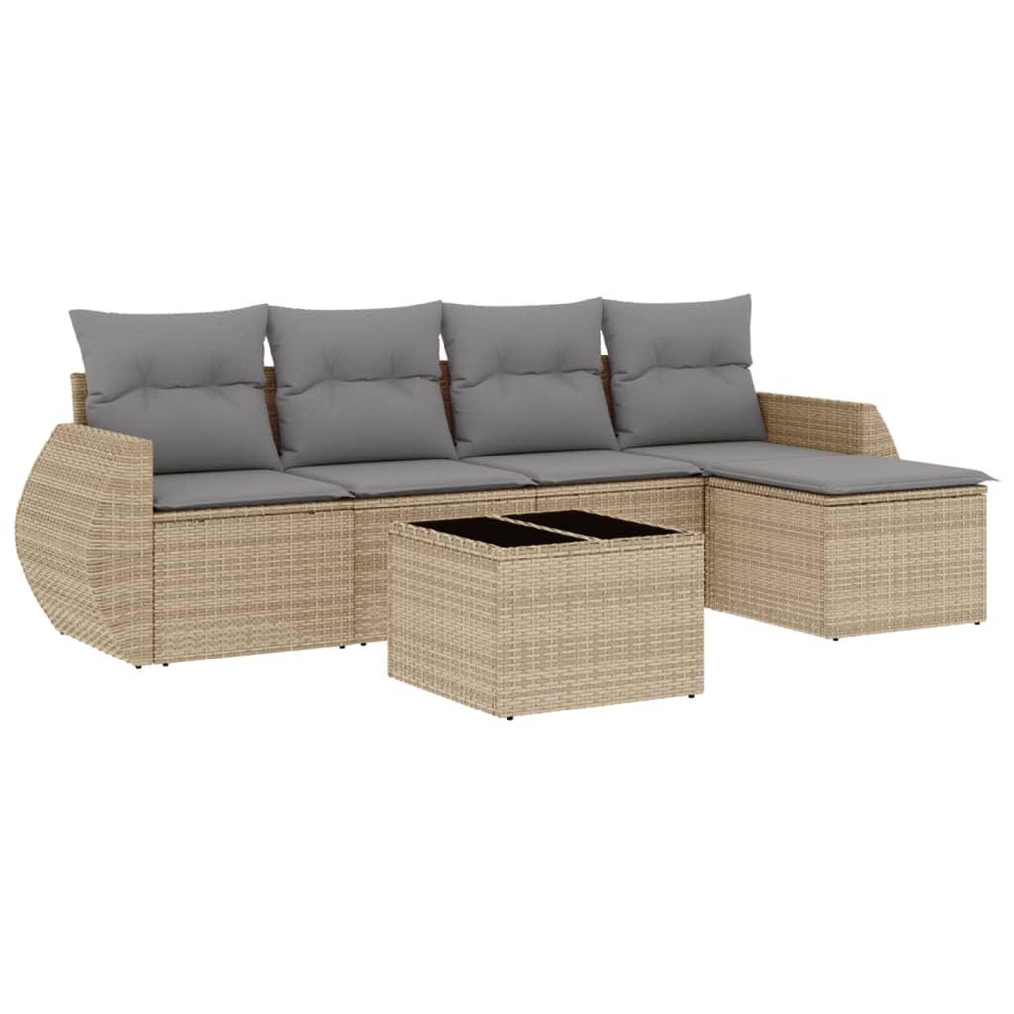 Voir la diapositive 2 : VIDAXL Salon de jardin avec coussins 6 pcs beige resine tressee