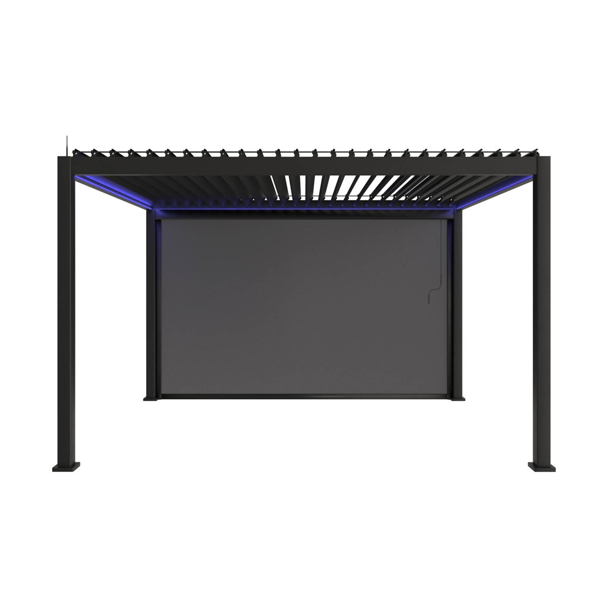 SWEEEK Pergola bioclimatique électrique 3x4m. aluminium. à lames orientables avec éclairage LED + store 4m