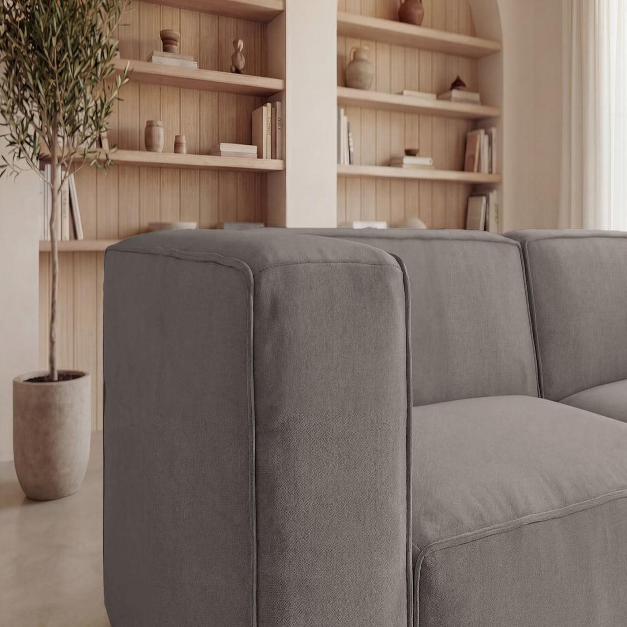 Voir la diapositive 5 : CASANOVA PARIS Basil - canapé droit tissu lisse 3 places