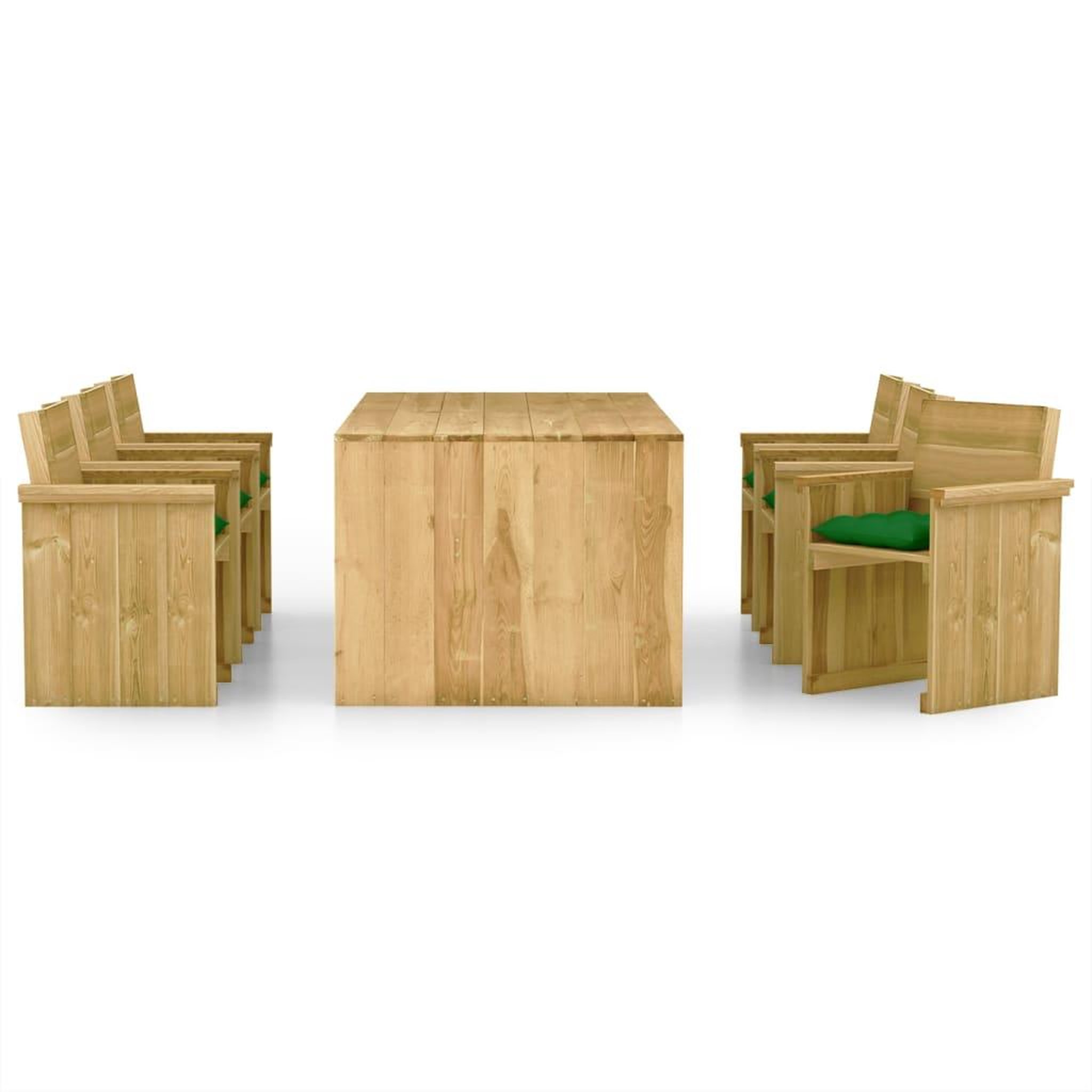 Voir la diapositive 2 : VIDAXL Ensemble a manger de jardin 7 pcs avec coussins pin impregne